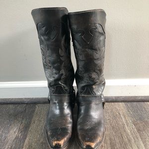 Frye distressed cowgirl boots